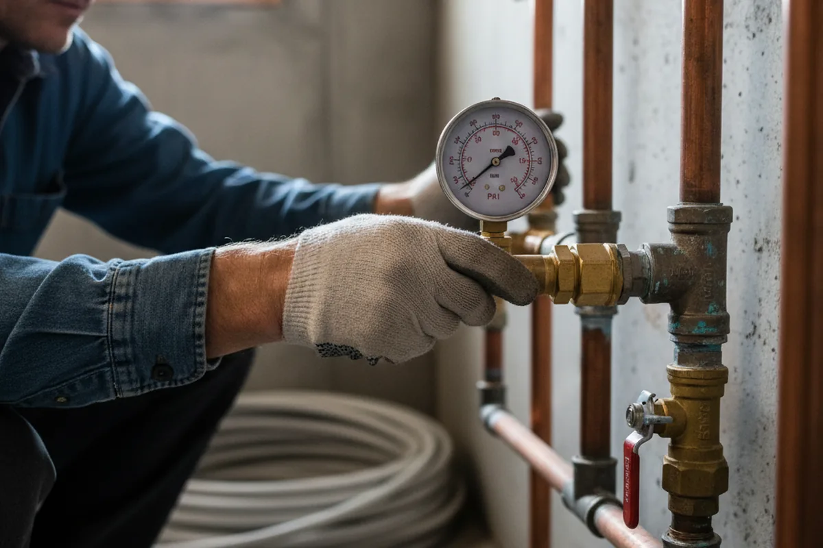 Pressure testing a repaired line during Water Line Repair in Leisenring